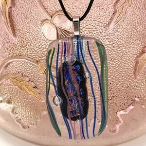 Vintage Artisan Colorful Glass Pendant Necklace